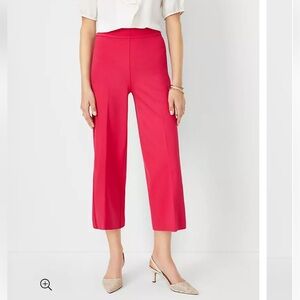 Ann Taylor Pink The Side Zip Wide Leg Crop Pants in Twill